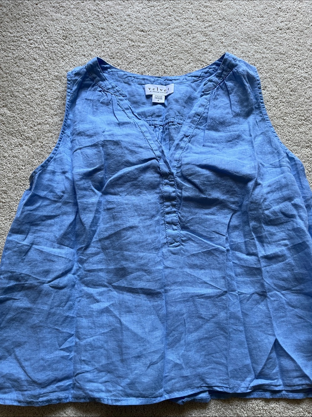 Velvet Sleeveless Split V-Neck Camisole in Blue